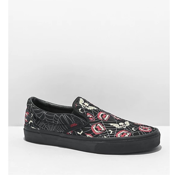 Vans Slip-On Frights Black Glow-In-The-Dark Skate Shoes - Picture 1 of 4